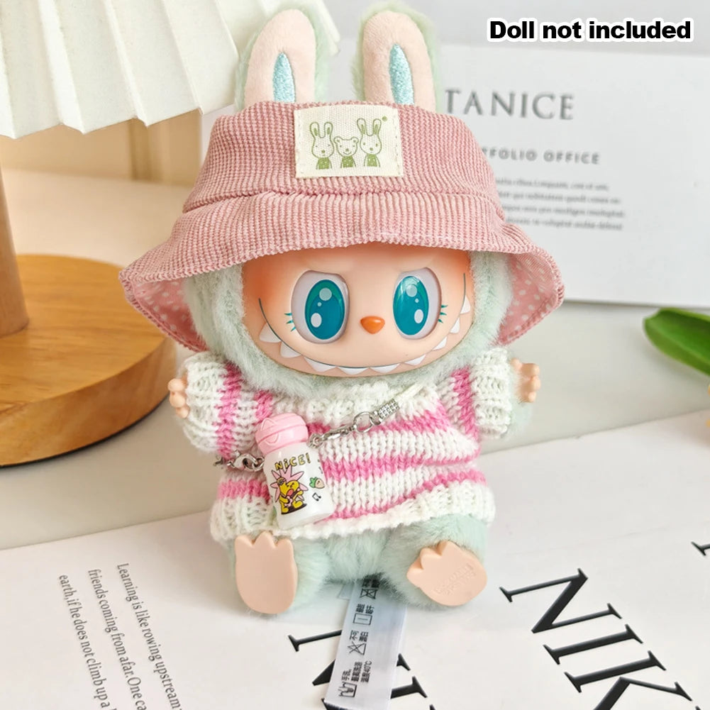 17cm Labubu I II Idol Dolls Cute Mini Plush Doll'S Clothes Korea Kpop Exo Idol Dolls Overalls Clothing DIY Accessories Gifts