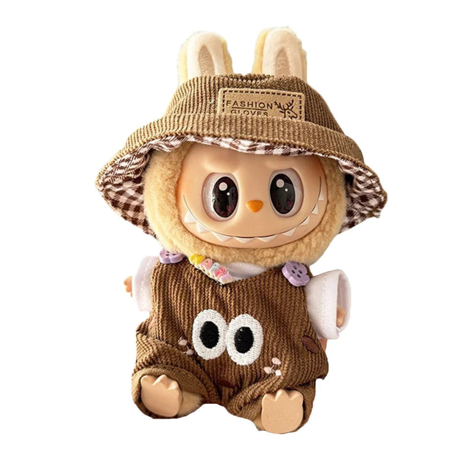 17cm Cute Mini Labubu Plush Doll'S Clothes Outfit Accessories For Korea Kpop Exo Idol Dolls Skirt Hat Clothing DIY Kids Gift