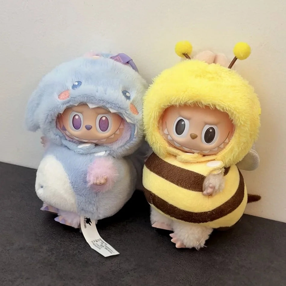 17cm Cute Mini Plush Doll's Clothes Outfit Accessories For Korea Kpop Exo Labubu Idol Dolls Bee/Shark Suit Clothing DIY Kid Gift