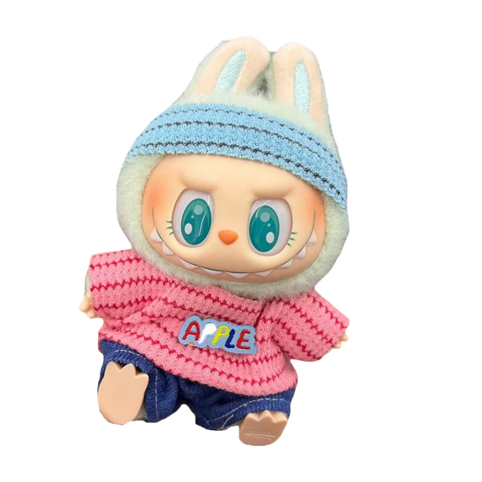 17cm Cute Mini Labubu Plush Doll'S Clothes Outfit Accessories For Korea Kpop Exo Idol Dolls Skirt Hat Clothing DIY Kids Gift