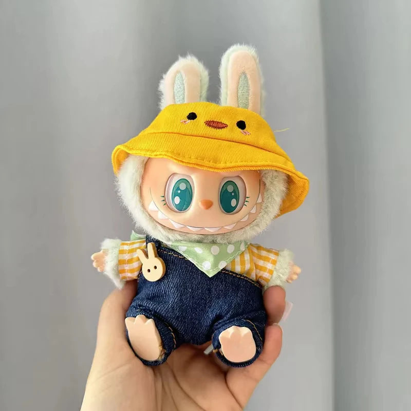 17cm Mini Plush Doll'S Clothes Outfit Accessories For Korea Kpop Exo Labubu I II Idol Dolls sit party overalls Clothing Gift