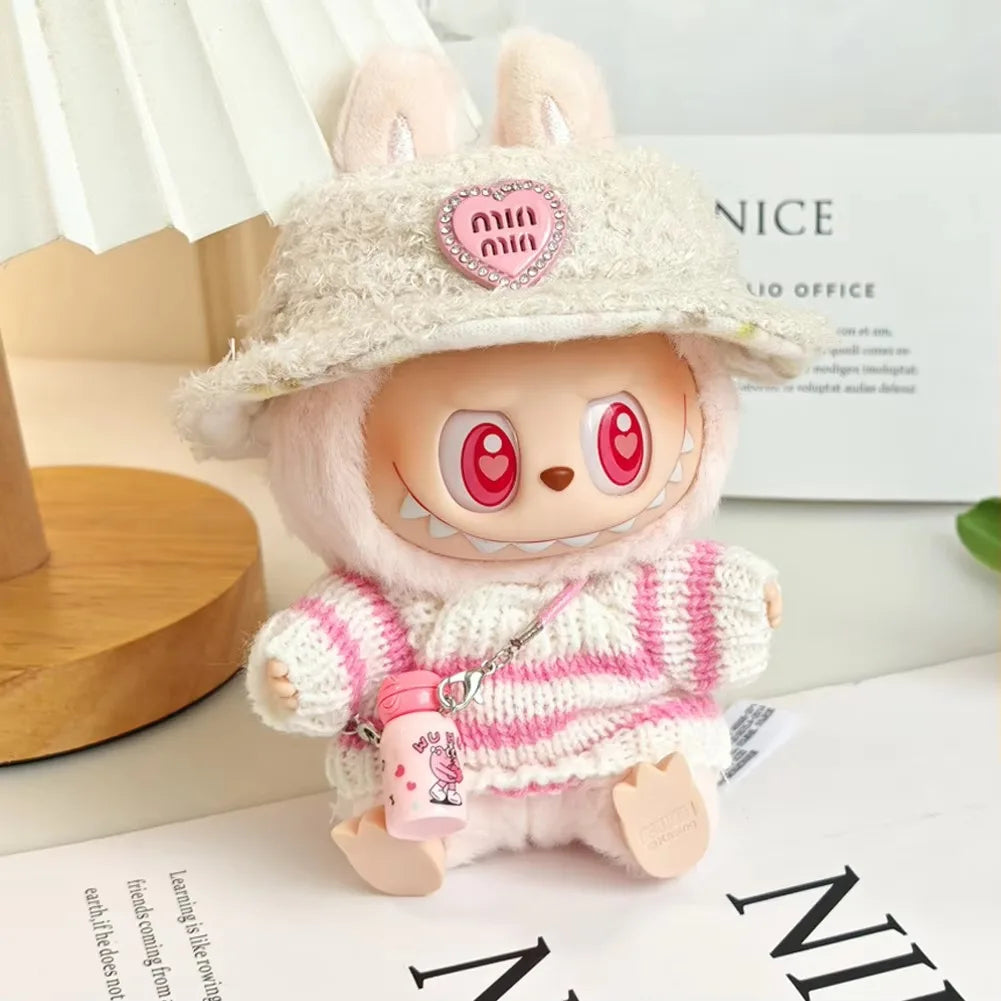 17cm Labubu I II Idol Dolls Cute Mini Plush Doll'S Clothes Korea Kpop Exo Idol Dolls Overalls Clothing DIY Accessories Gifts