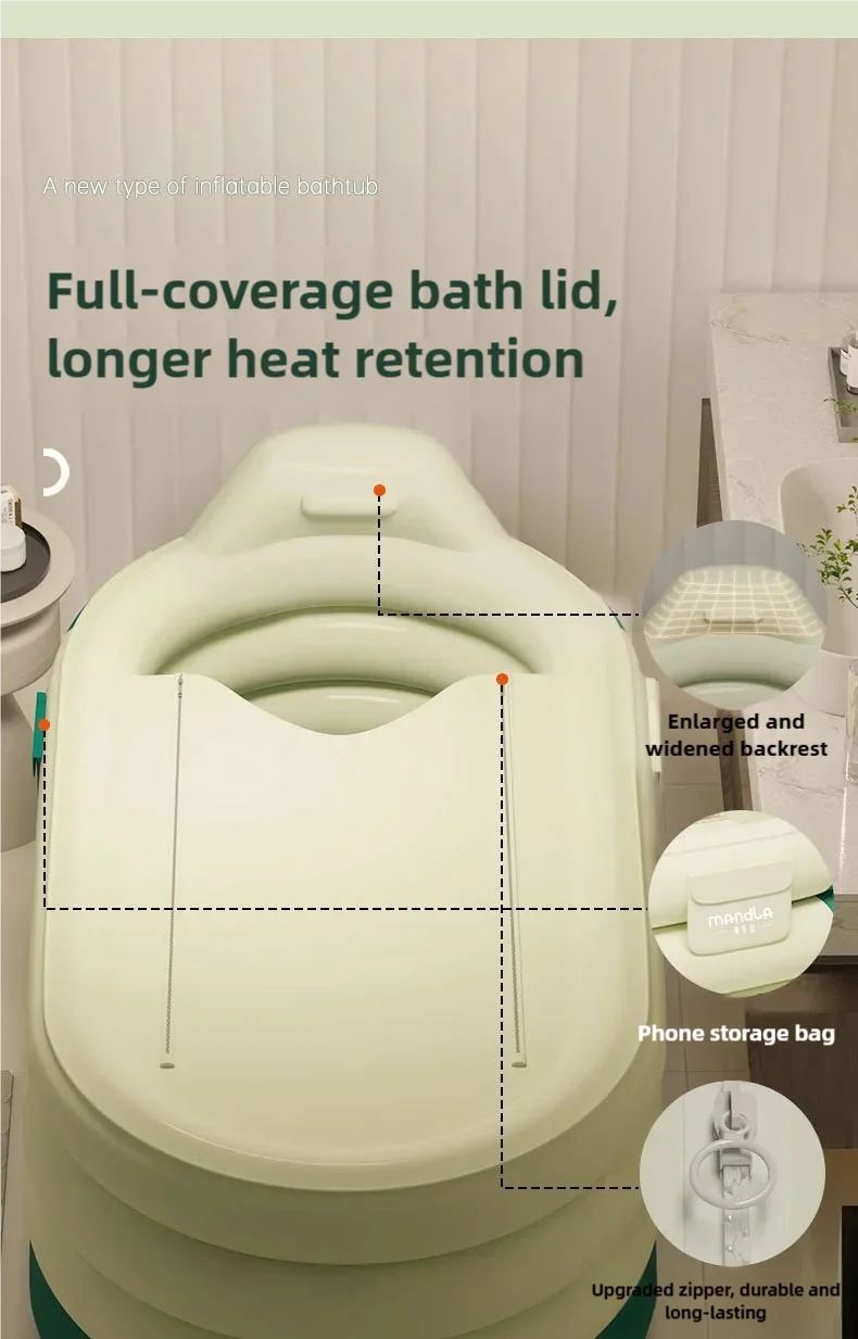 Bathing Bucket for Adults, Inflatable Bathtub, Thickened and Foldable Full Body Sitting Bathtub Sweat Steaming Medicine Bath