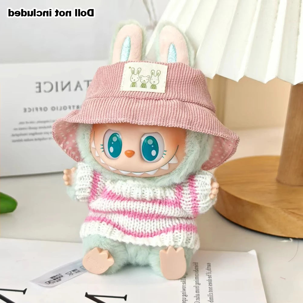17cm Labubu I II Idol Dolls Cute Mini Plush Doll'S Clothes Korea Kpop Exo Idol Dolls Overalls Clothing DIY Accessories Gifts