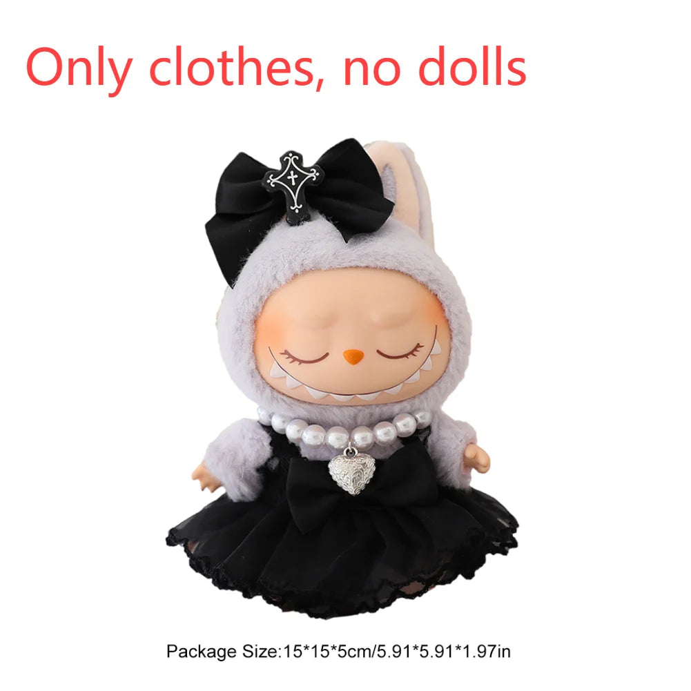 17cm Mini Plush Doll'S Clothes Outfit Accessories For Korea Kpop Exo Labubu I II Idol Dolls sit party overalls Clothing Gift