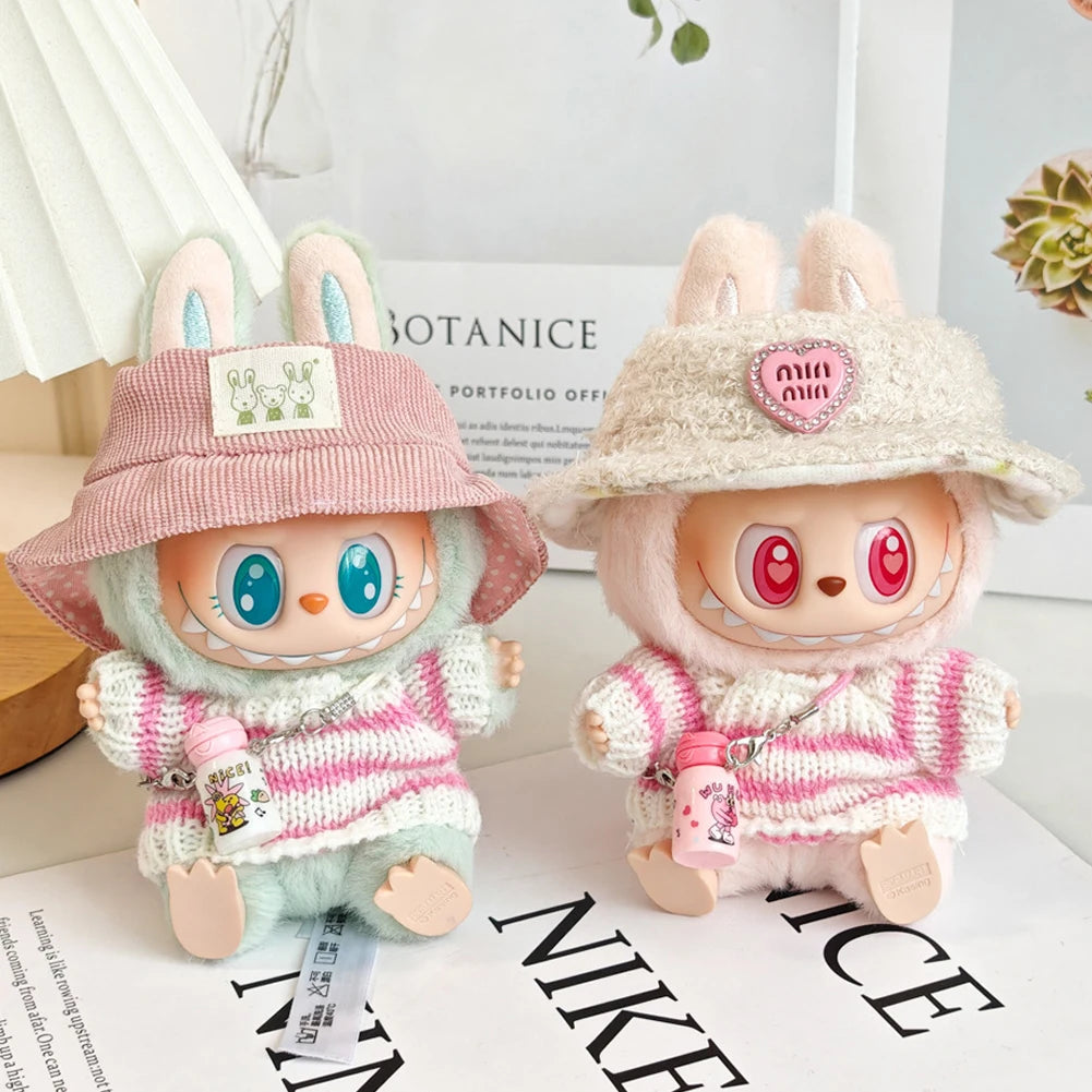 17cm Labubu I II Idol Dolls Cute Mini Plush Doll'S Clothes Korea Kpop Exo Idol Dolls Overalls Clothing DIY Accessories Gifts