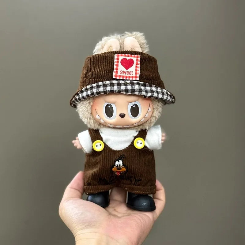 17cm Mini Plush Doll'S Clothes Outfit Accessories For Korea Kpop Exo Labubu I II Idol Dolls sit party overalls Clothing Gift