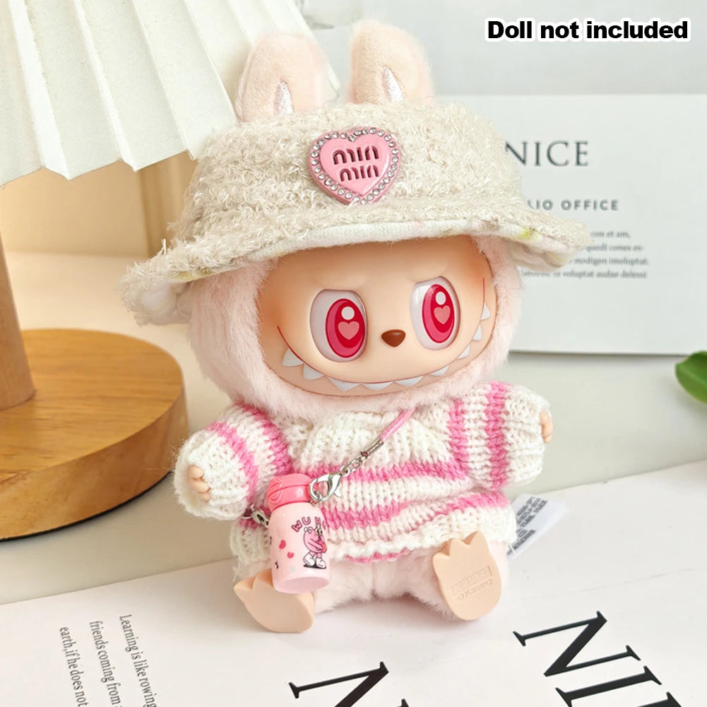 17cm Labubu I II Idol Dolls Cute Mini Plush Doll'S Clothes Korea Kpop Exo Idol Dolls Overalls Clothing DIY Accessories Gifts