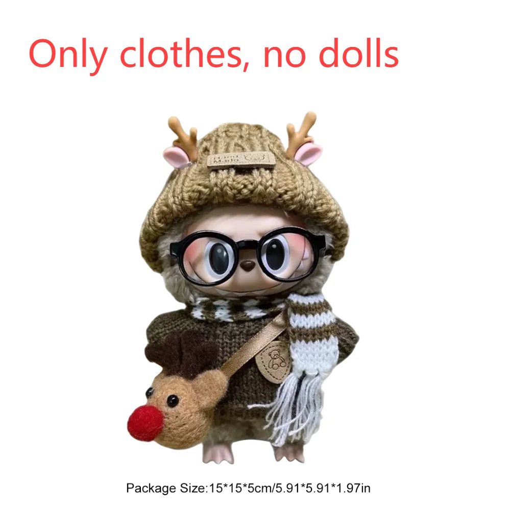 17cm Mini Plush Doll'S Clothes Outfit Accessories For Korea Kpop Exo Labubu I II Idol Dolls sit party overalls Clothing Gift