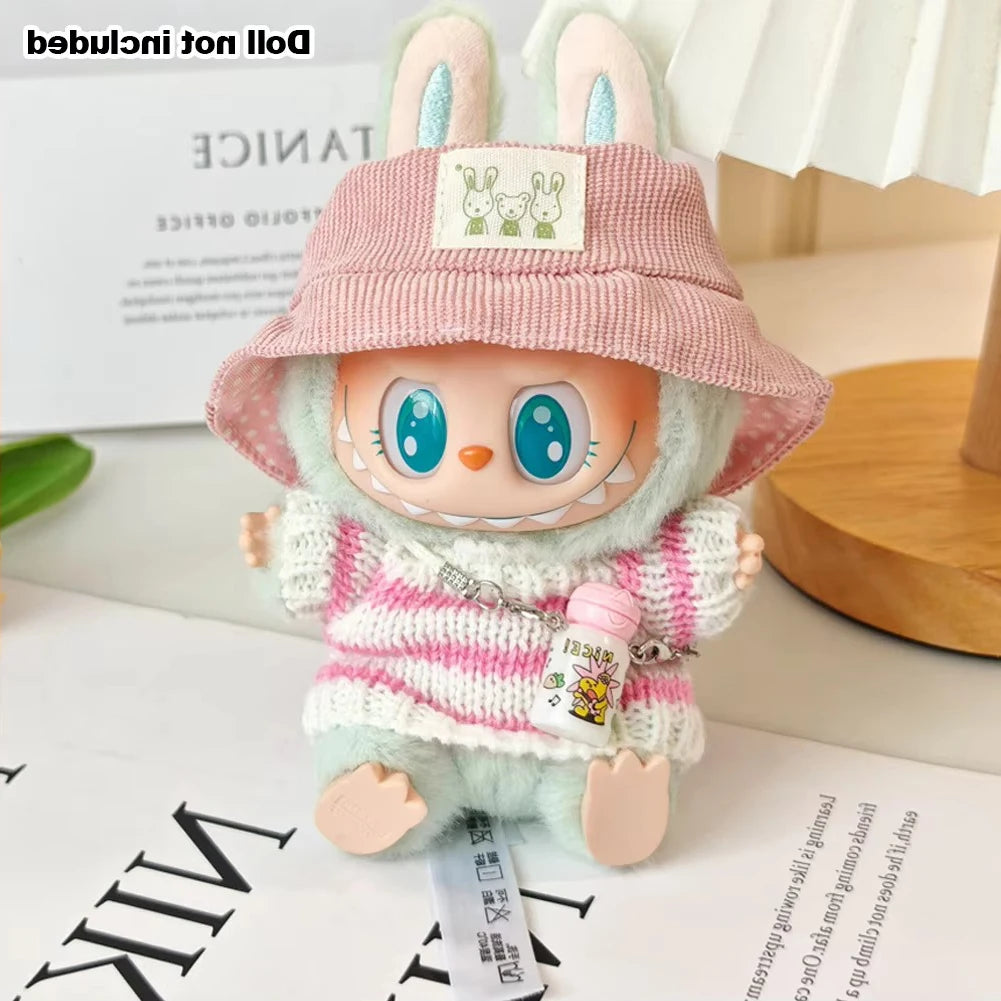 17cm Labubu I II Idol Dolls Cute Mini Plush Doll'S Clothes Korea Kpop Exo Idol Dolls Overalls Clothing DIY Accessories Gifts