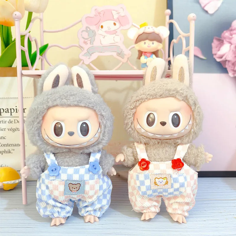 17cm Cute Mini Plush Doll'S Clothes Outfit Accessories For Korea Kpop Exo Labubu Idol Dolls donut overalls Clothing DIY Kid Gift
