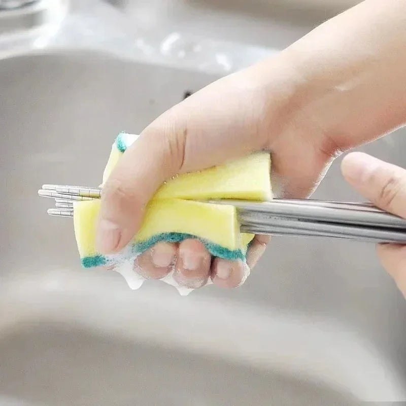 Double sided magic sponge for motorcycles, pots, and kitchens - heavy-duty grease cleaning sponge