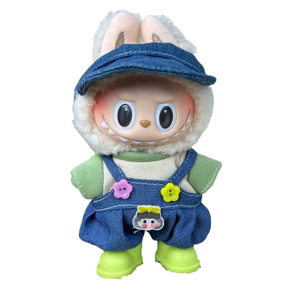 17cm Cute Mini Labubu Plush Doll'S Clothes Outfit Accessories For Korea Kpop Exo Idol Dolls Skirt Hat Clothing DIY Kids Gift
