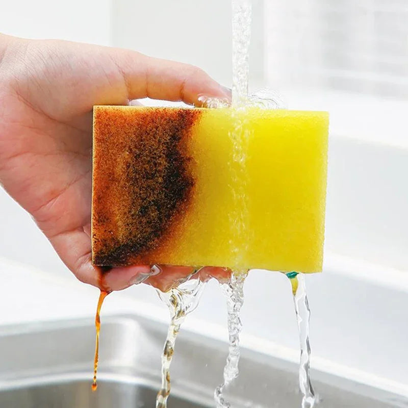 Double sided magic sponge for motorcycles, pots, and kitchens - heavy-duty grease cleaning sponge